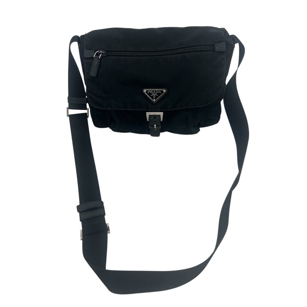 Prada Black Nylon Logo Plaque Messenger Crossbody Bag - Picture 3 of 16